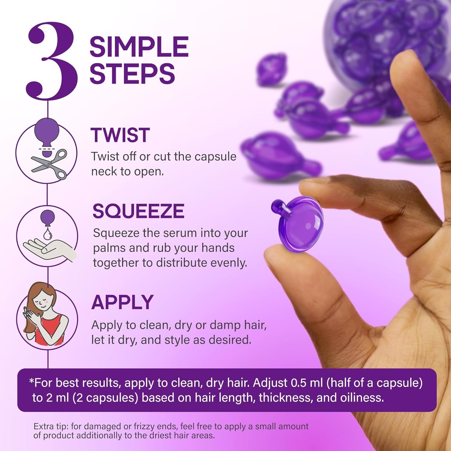 Hair Vitamins Oil Capsules for Frizzy & Damaged Hair Keratin Treatment with Oils