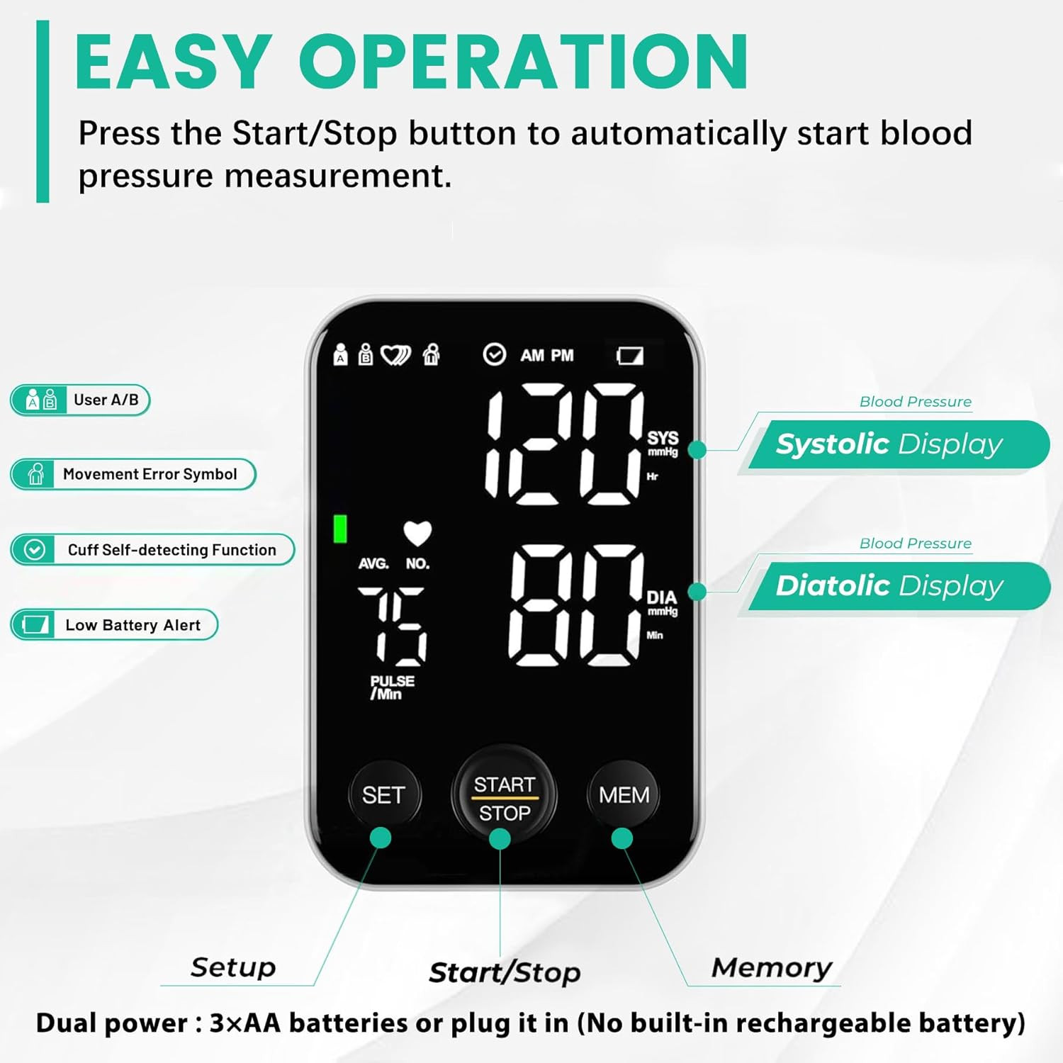 FDA Cleared Blood Pressure Monitor Upper Arm