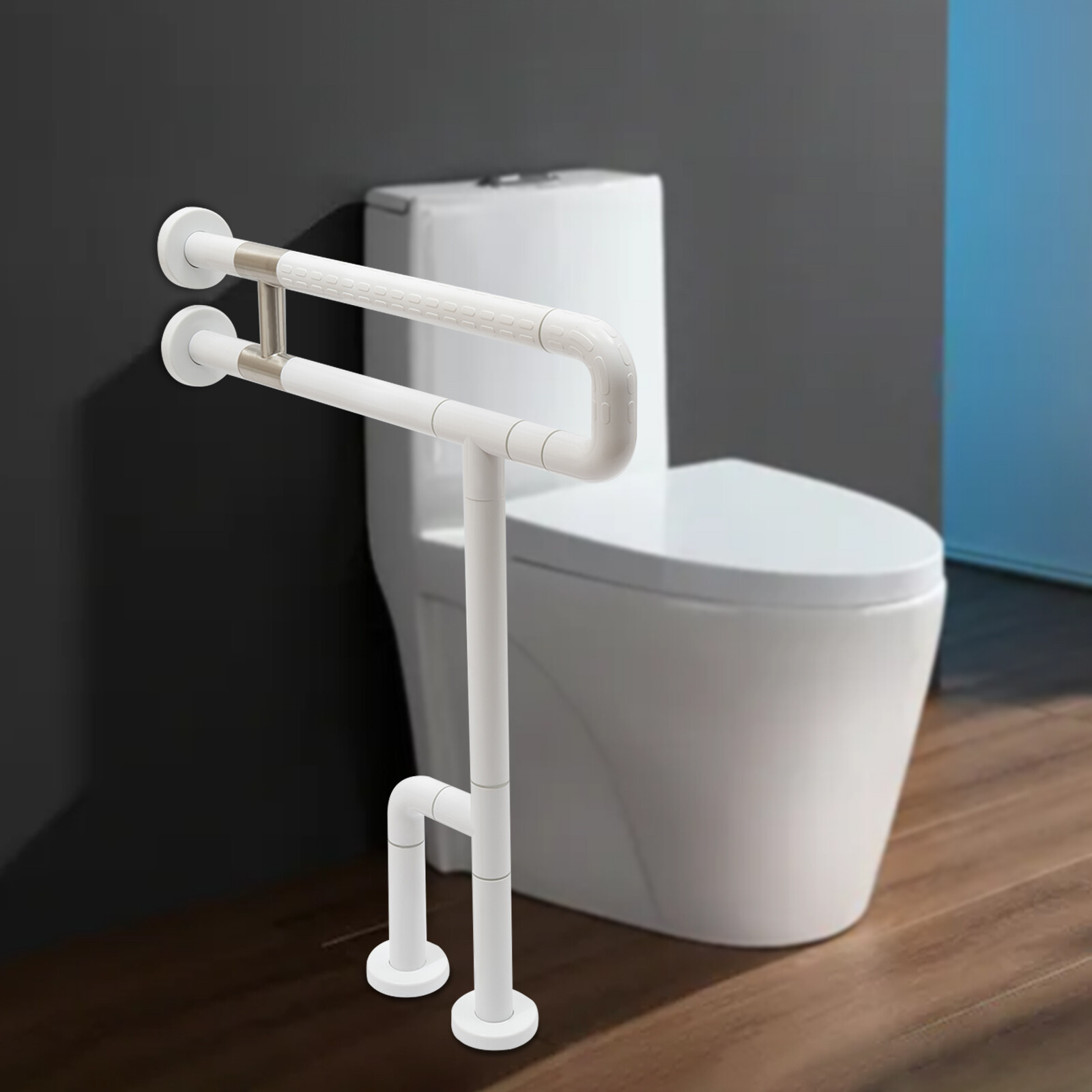 U-Shaped Toilet Grab Bar 60×70 cm SUS201 Stainless Steel ABS Grip 551lbs