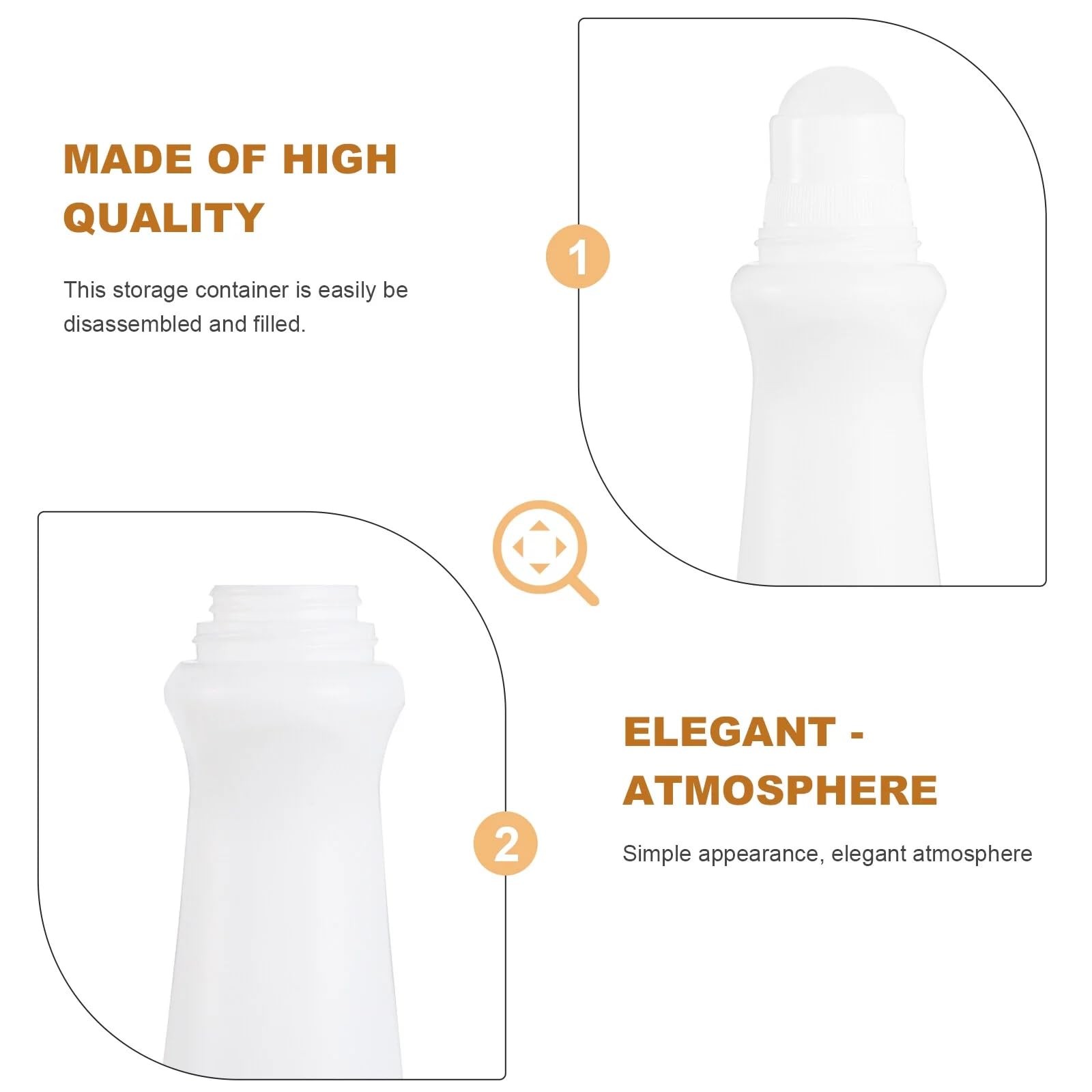 4 Pcs White 75ml Empty Refillable Roller Bottle Plastic Roll On 75ml, white