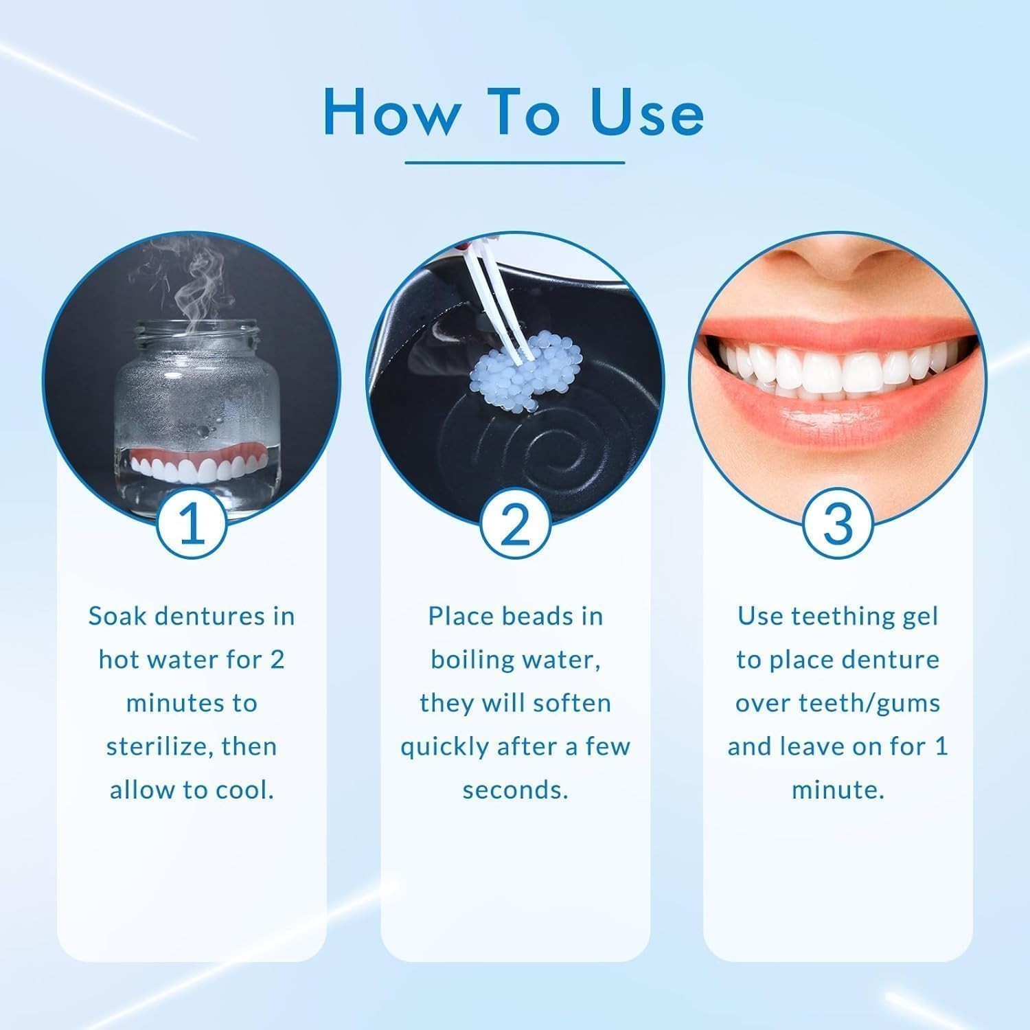 Moldable False Teeth, Dentures for Women and Men, Upper and Lower Silicone Dentu