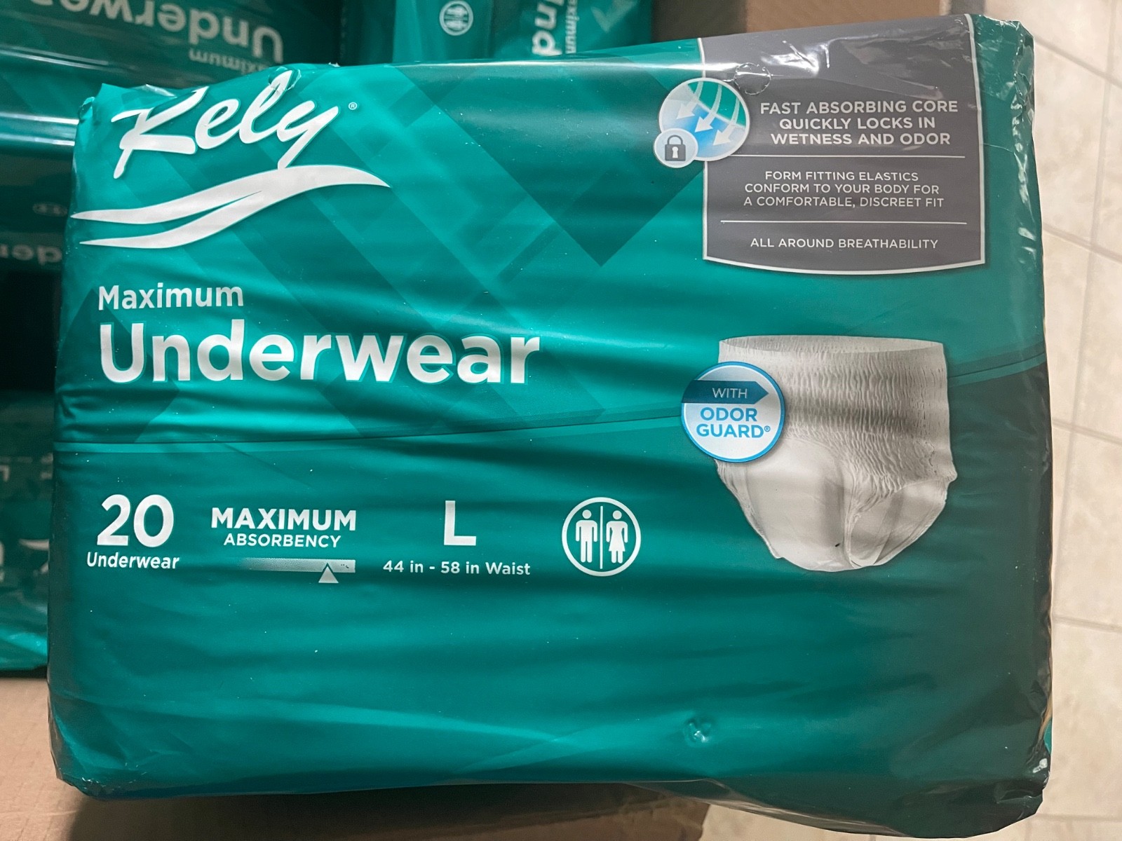 Lot of 13 packs (20 pc/pack) Rely Maximum Absorbency Adult Underwear Size L