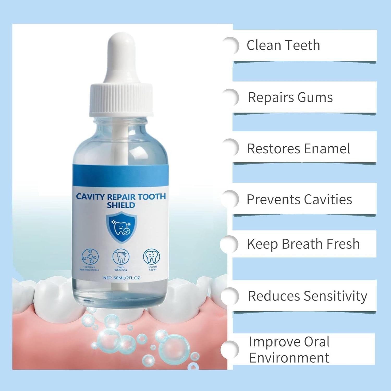 Cavity Healing Tooth Shield Liquid,Repair Cavities & Restore Tooth Enamel 2FL.OZ