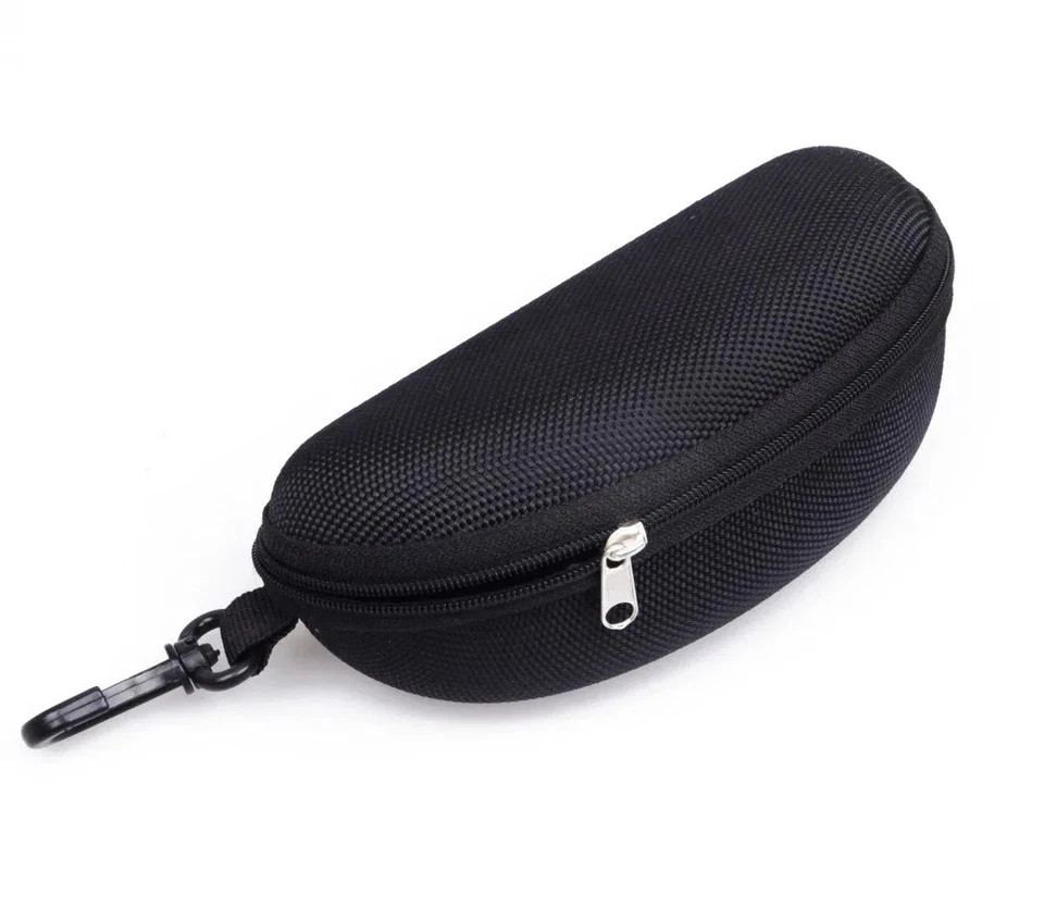 Portable Sunglasses Eyeglasses Case Zipper Hard Shell Box With Clip Black