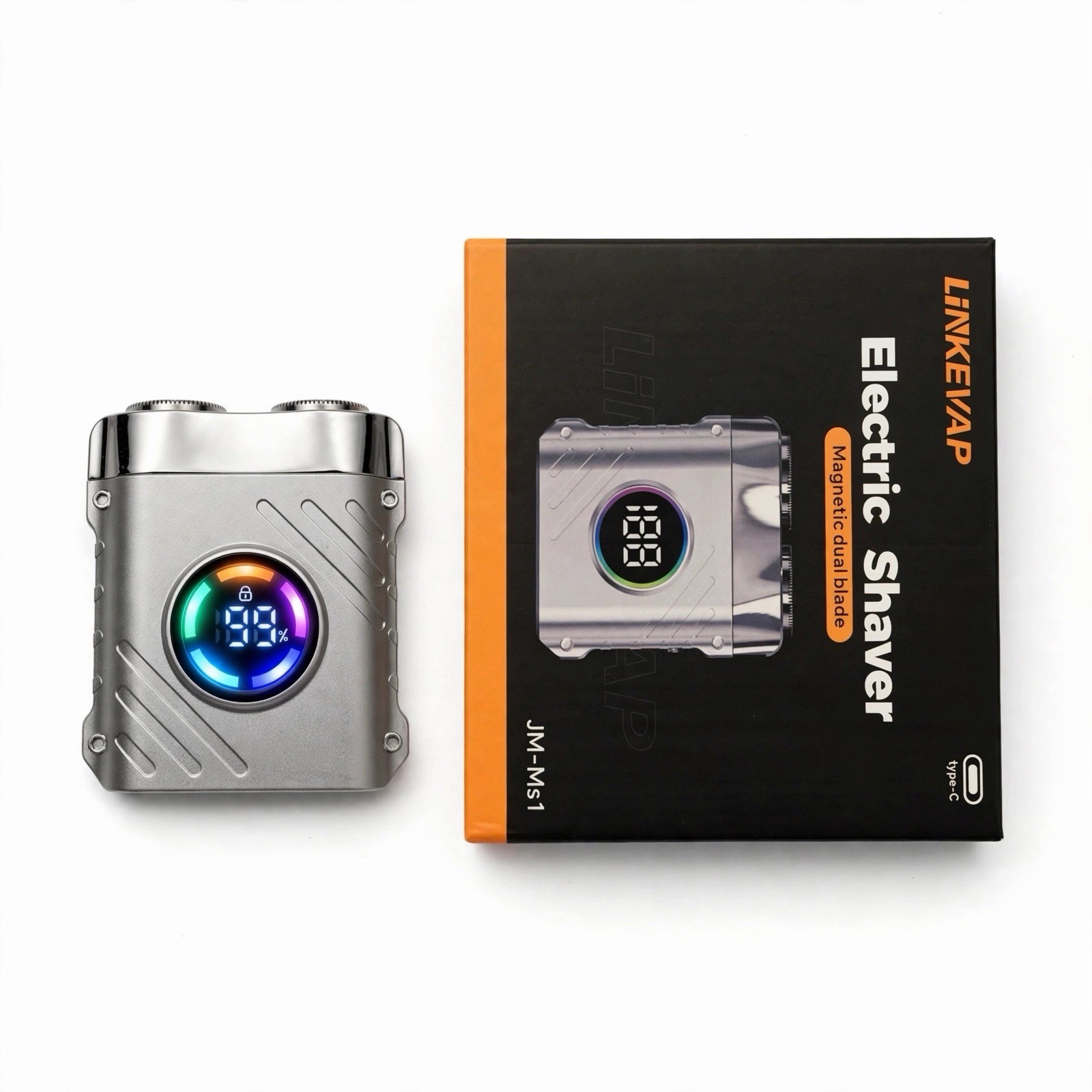 LINKEVAP JM-MS1 Travel Shaver 2-Head Rotary USB-C Rechargeable, Travel Lock