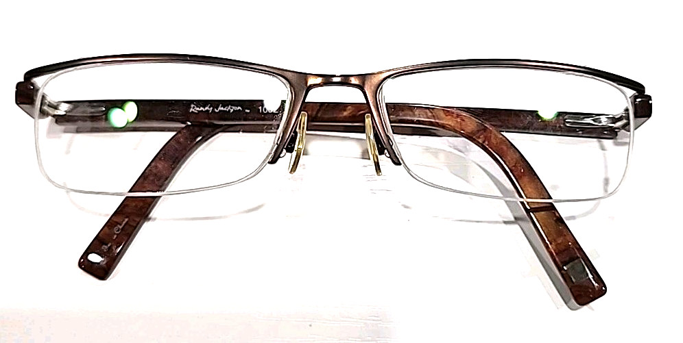 Randy Jackson 1002 Brown Metal Rectangle Half Rim Eyeglasses Frame 52-16 135