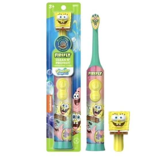 Firefly Clean N’ Protect Spongebob Power Toothbrush, 1 Count(Pack of 1)