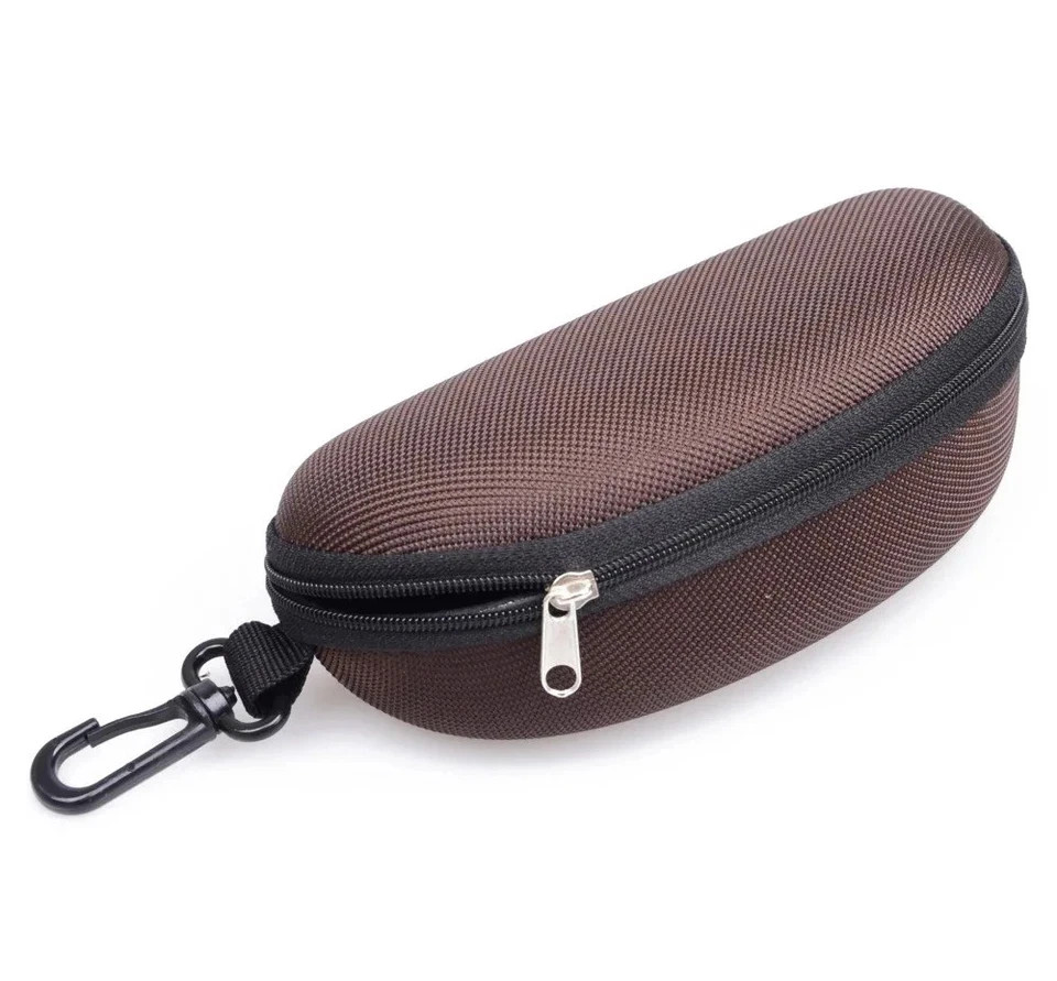 Portable Sunglasses Eyeglasses Case Zipper Hard Shell Box With Clip Black