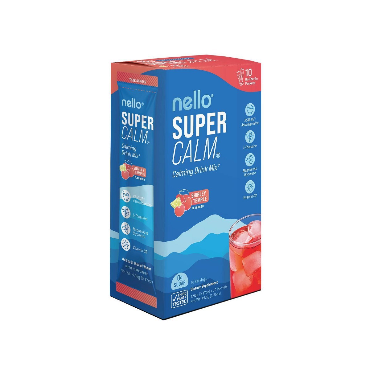 Nello Supercalm Drink Mix Supplement Powder – Shirley Temple – 10ct