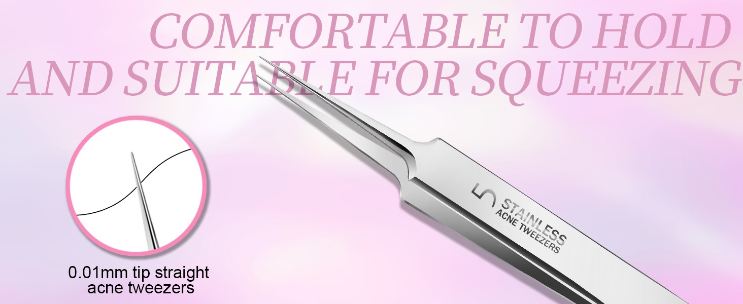Facial Tools Kit with Blackhead Remover Tweezers, Ingrown Hair Tweezers, Pimple