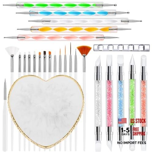 Nail Art Tools 27Pcs Set,Nail Art Brush,Resin Nail Art A5#White Style 3