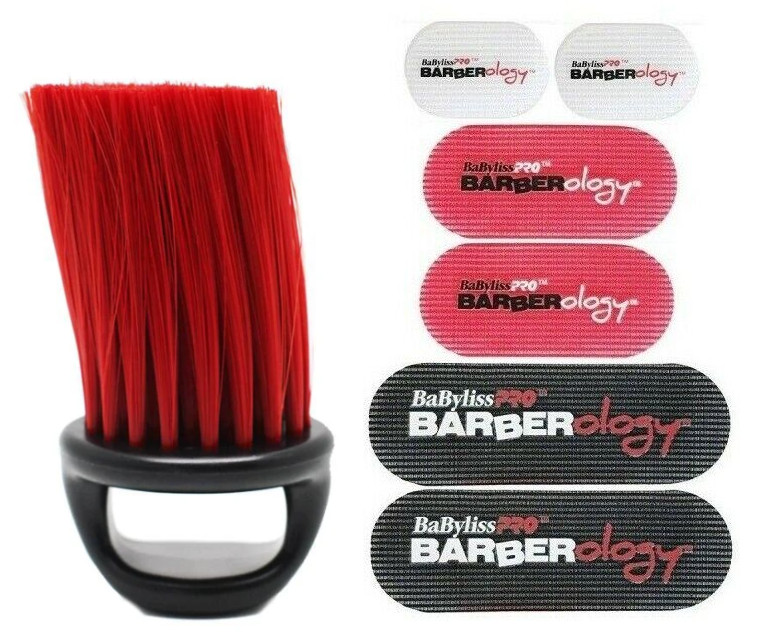 BaBylissPRO Barberology Red Neck Duster Knuckle Brush + Hair Grippers