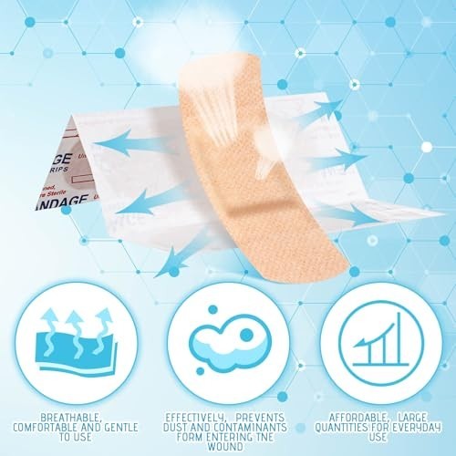 Funtery Silicone Bandages for Sensitive Skin, Assorted Sizes, 100 Pcs
