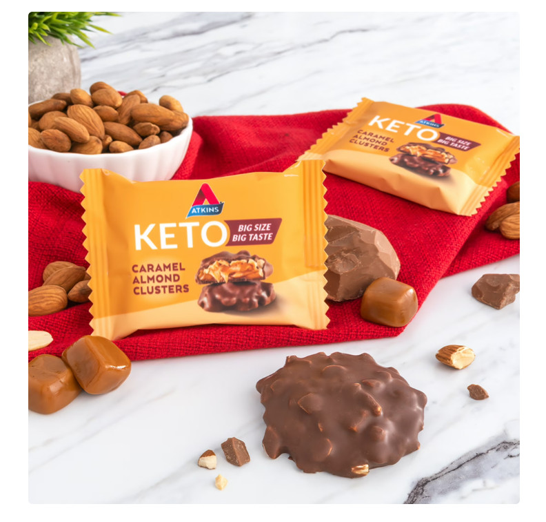 Atkins Keto Caramel Almond , Keto Desserts, Low Sugar and Low Carb Snack 8 Ct
