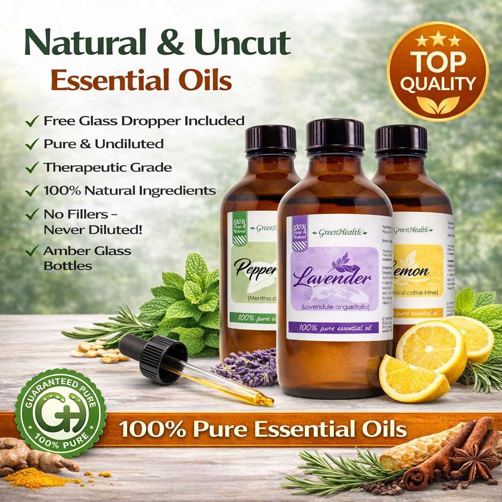 Essential Oil 4 oz with Free Glass Dropper, All Natural Uncut, 50+ Popular Oils