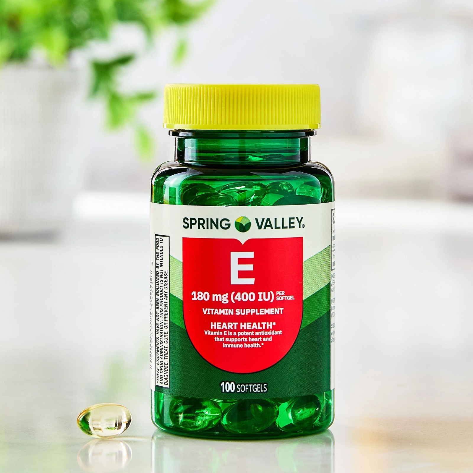 Vitamin E Heart Health Dietary Supplement Softgels, 180 mg (400 IU), 100 Count
