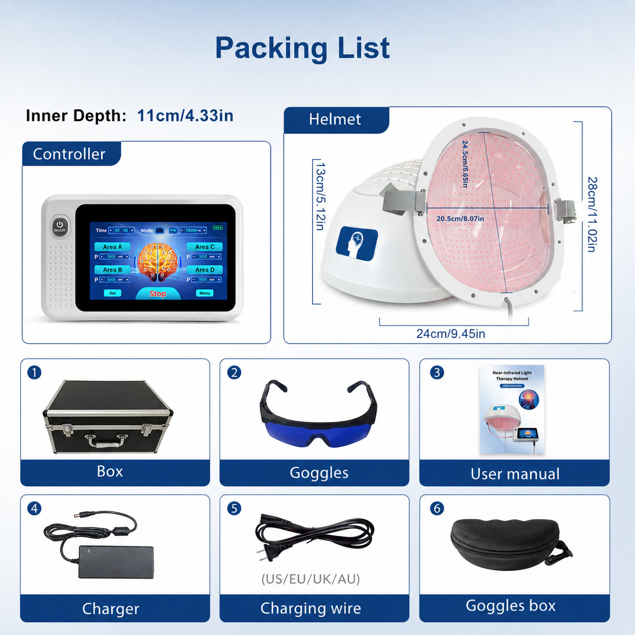 24W 810nm 448 Diodes NIR Helmet for Anxiety Depression Insomnia Promote Relax