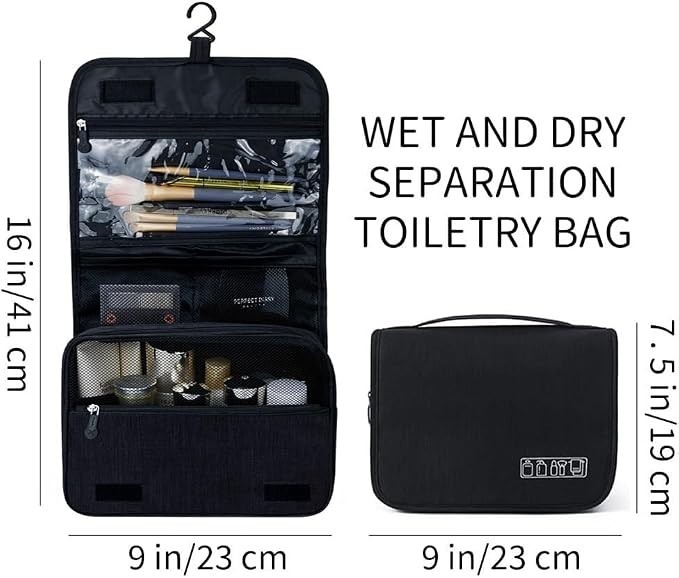 Toiletry Bag Water-Resistant Travel Organizer with Hanging Hook