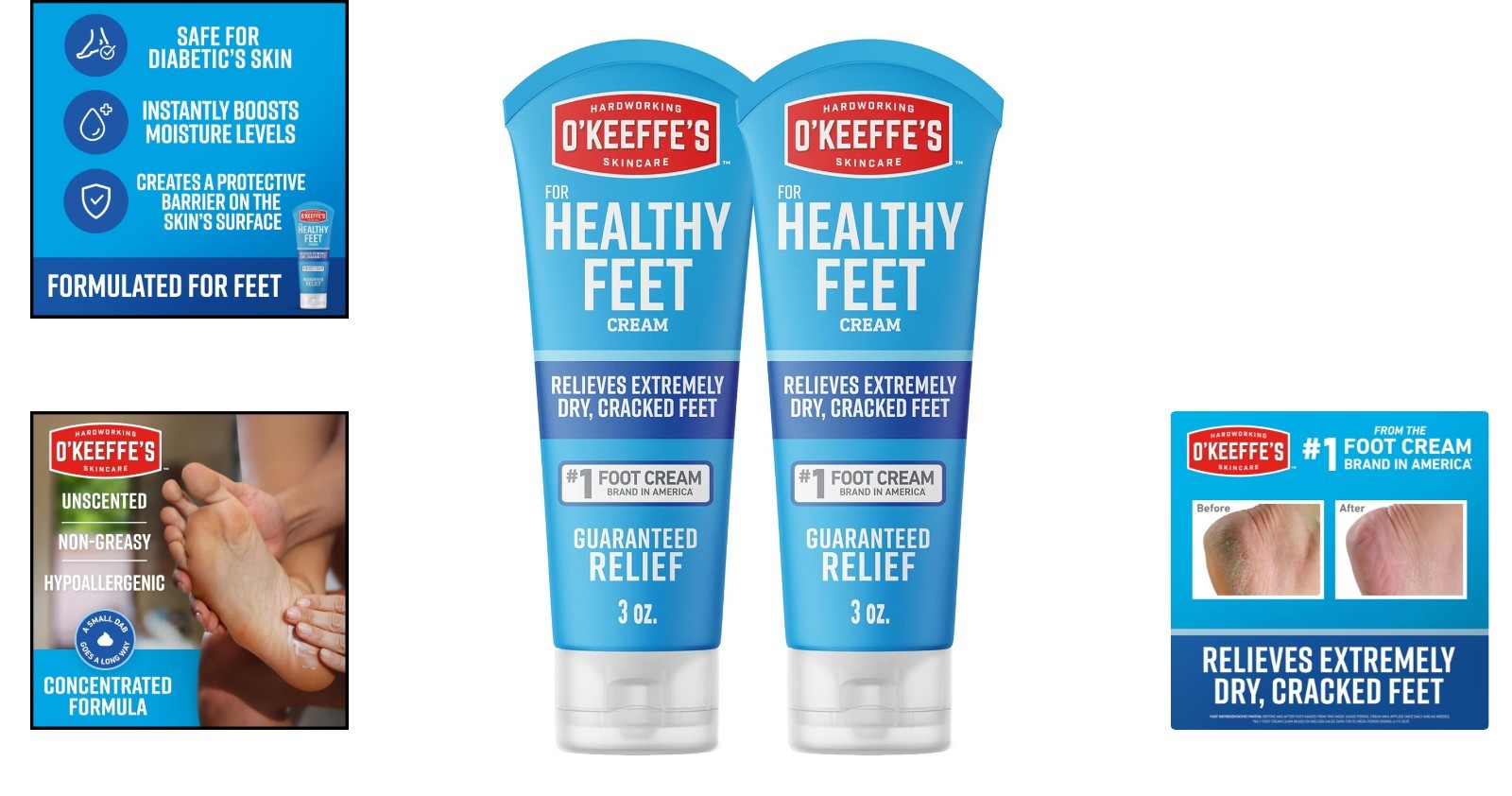 O Keeffe’s Healthy Feet Foot Cream 2-Pack – Instant Relief & Repair for Crack…