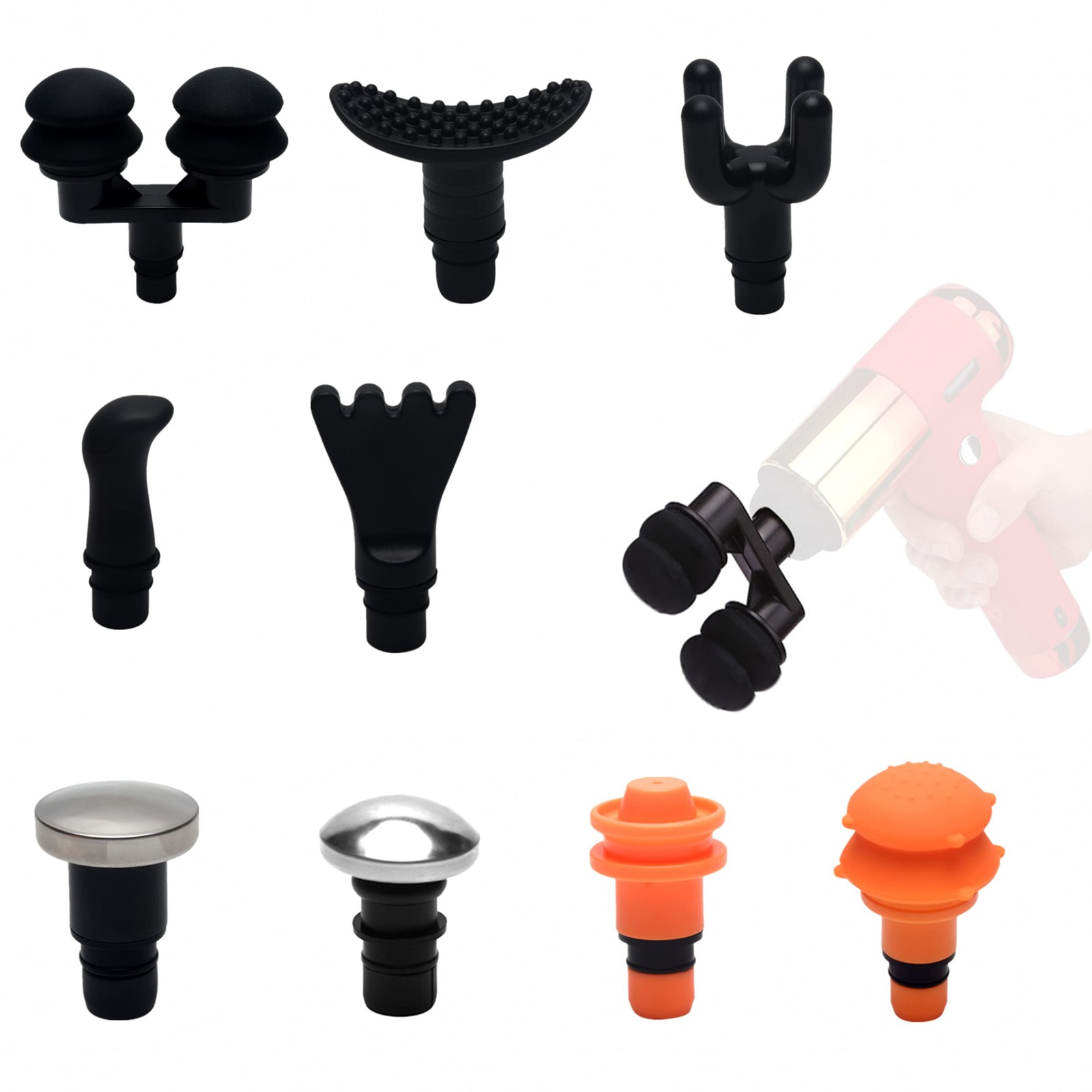 9Pcs Replaceable Massage Heads – Deep Tissue Muscle Attachments and Accessori…