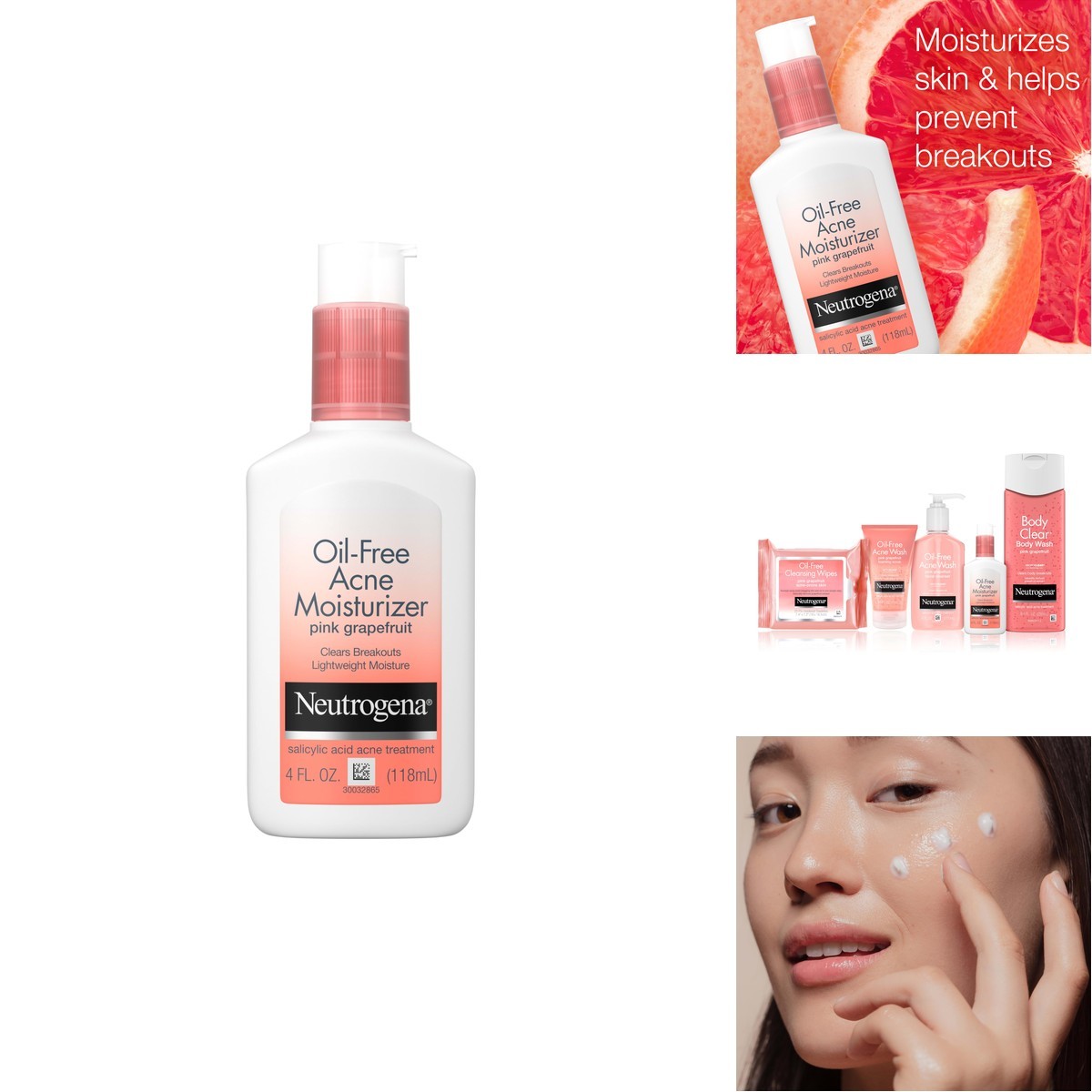 Neutrogena Oil Free Acne Moisturizer, Pink Grapefruit, 4 fl oz