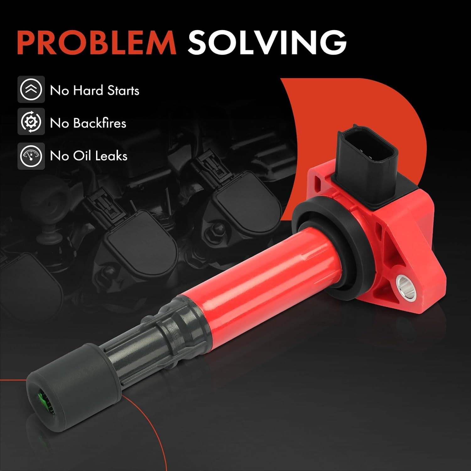 A-Premium (Red) Engine Ignition Coil Pack Compatible with Honda Civic 2001-20…