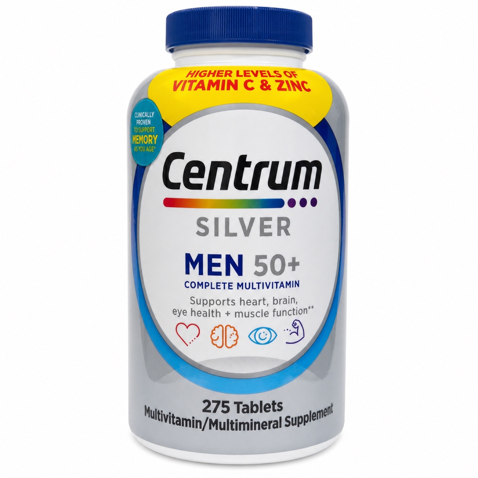 Centrum Silver Men 50+ Complete Multivitamin 275 Tablets Vitamin C Zinc