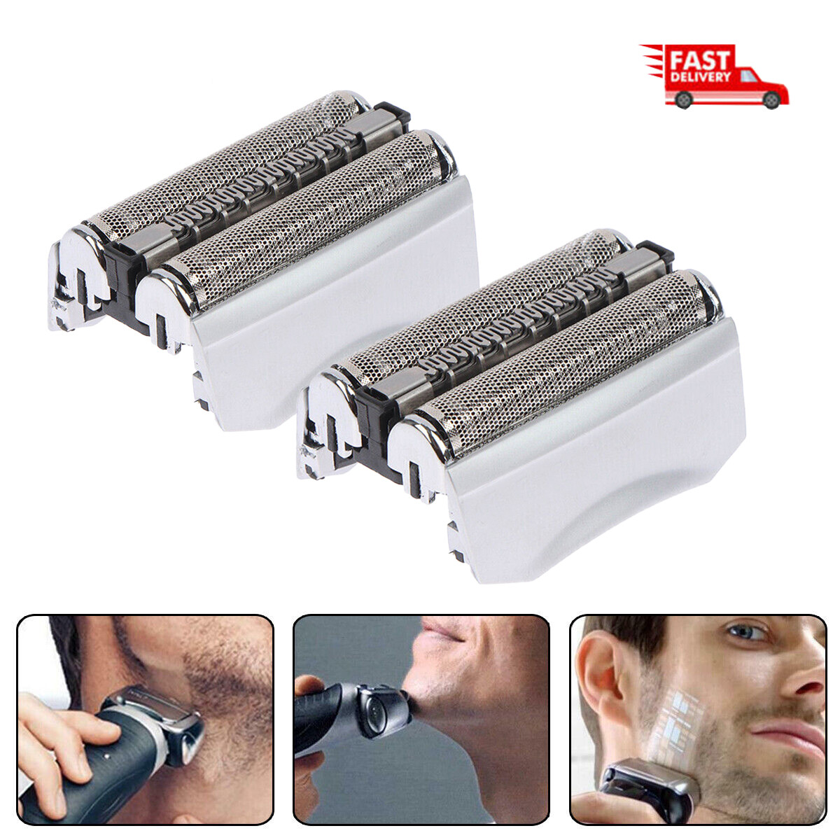 2 X Replacement Blade Head 70S Silver For Braun Series 7 760CC-4 760CC-5 760CC-6