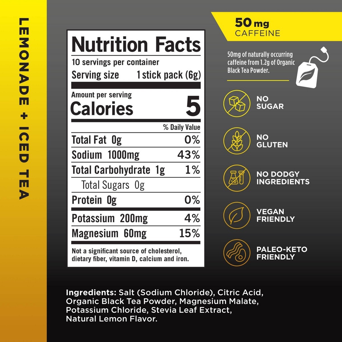 LMNT Zero-Sugar Lemonade Iced Tea Salt Electrolytes Drink – 10ct/2.1oz
