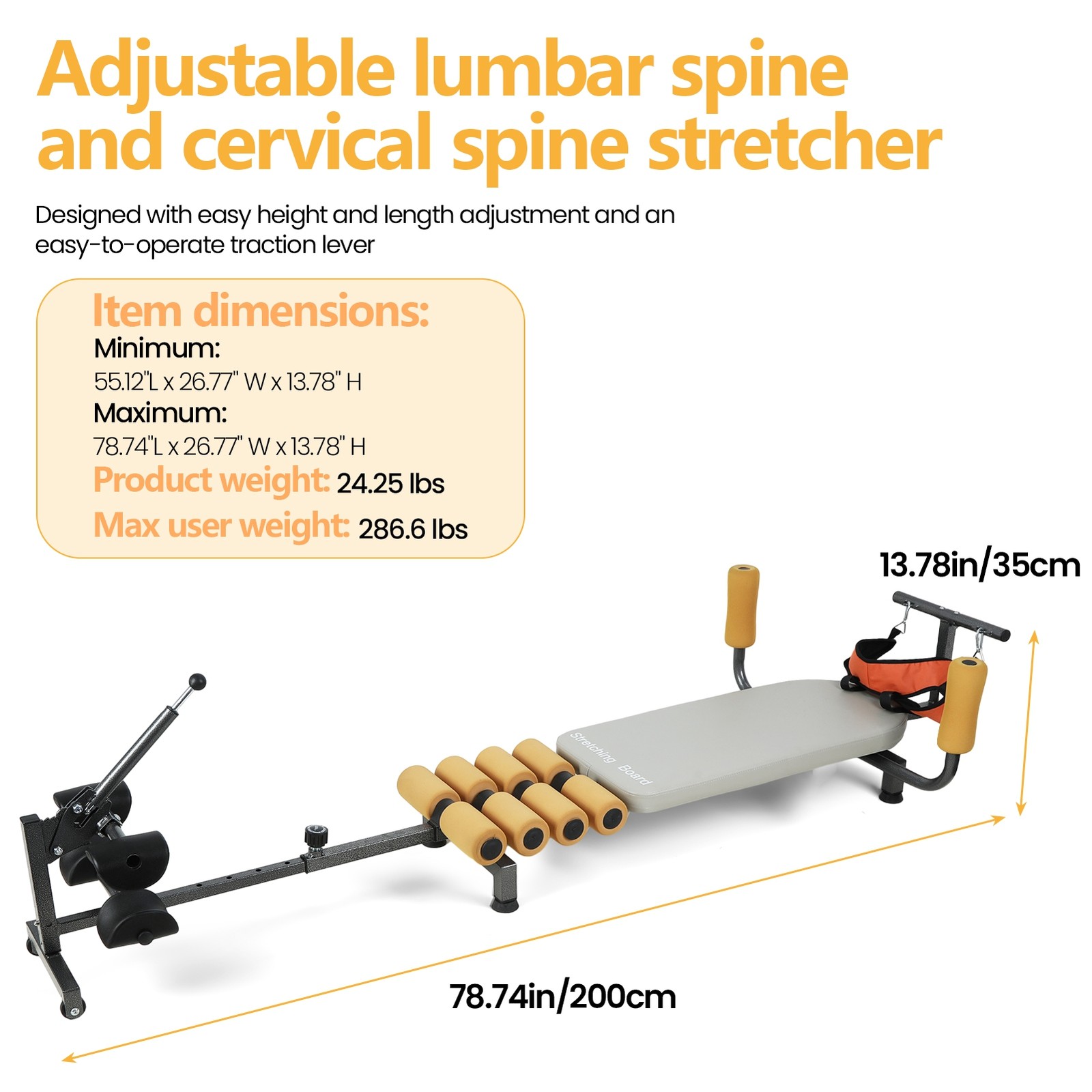 Traction Device, Lower Back, Lumbar and Cervical Spine Stretcher, Leg Stretcher