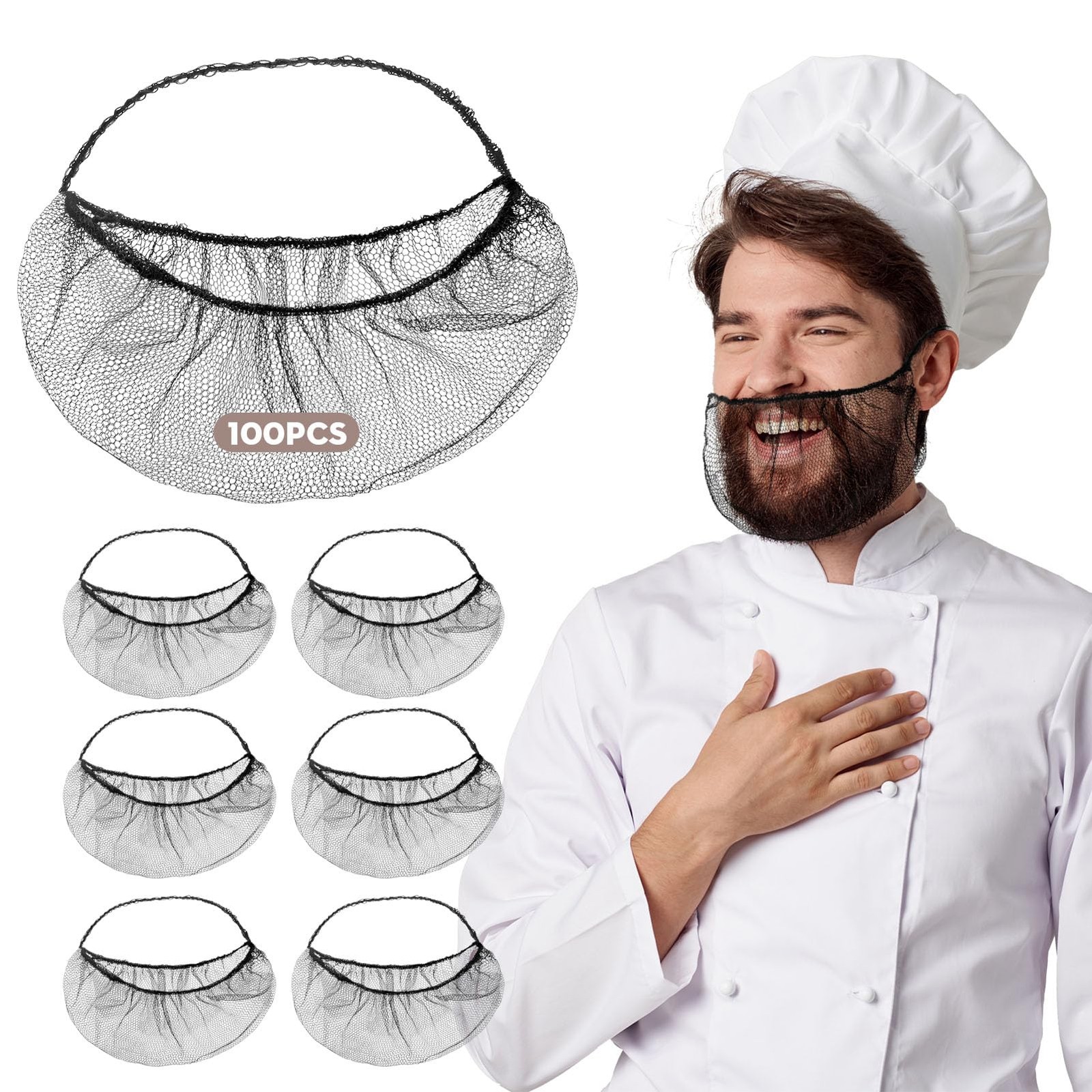 100Pcs Disposable Beard Nets for Food Service, Breathable Nylon, 18″ Protective