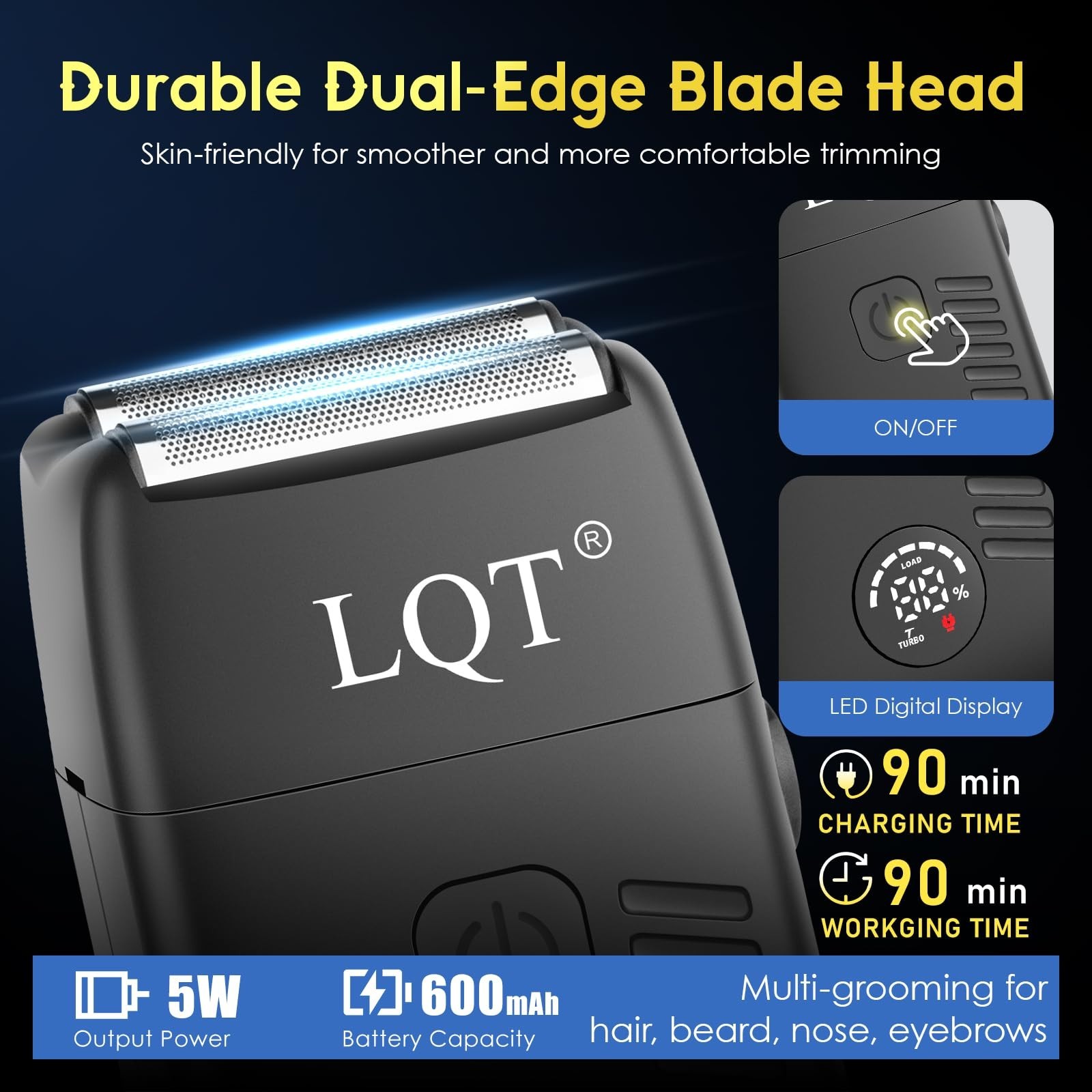 Professional Cordless Hair Clippers & Trimmer Kit, 4-in-1 Electric Shaver Set, W
