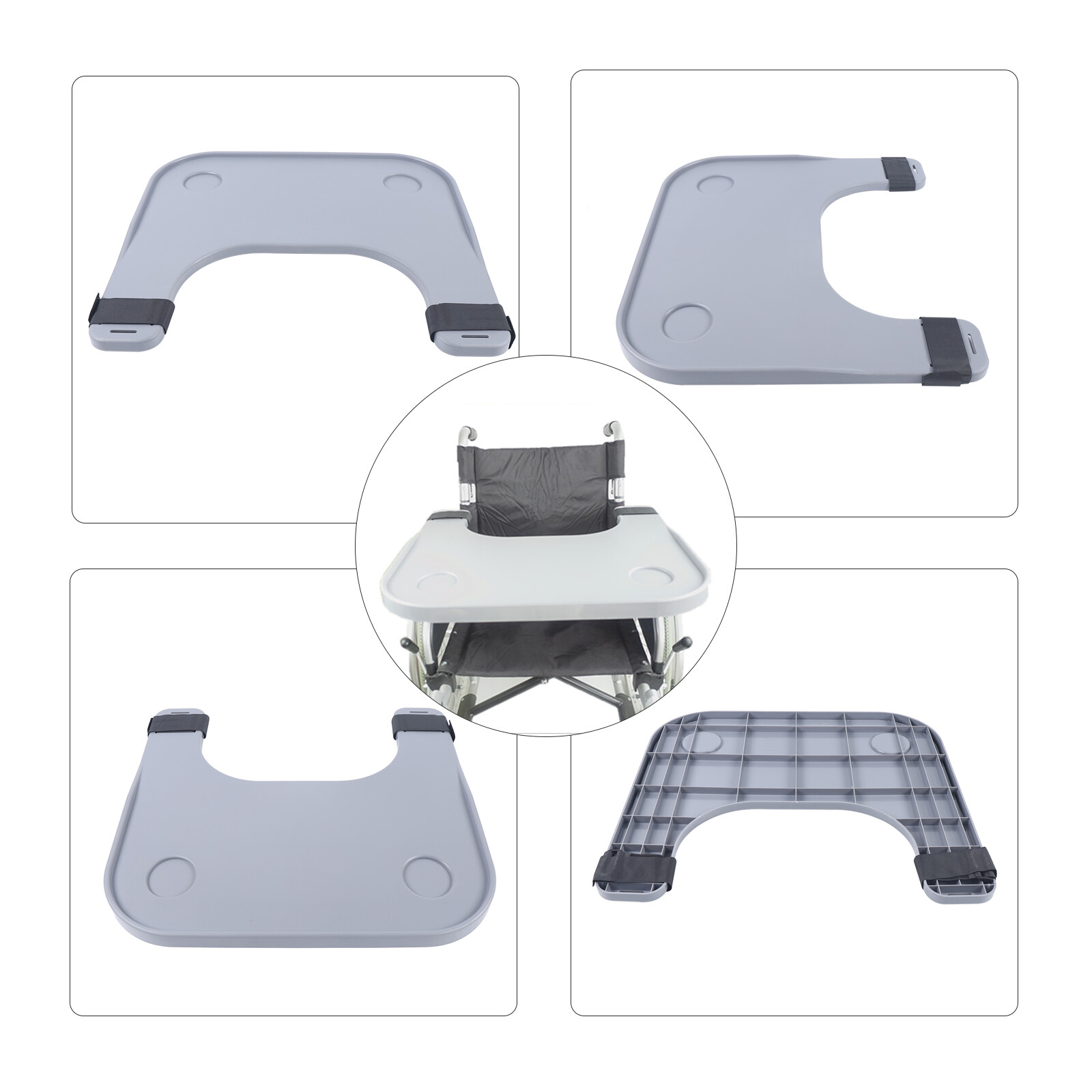 ABS Removable Wheelchair Tray Table Disabled Portable Lap Tray +Cup holder