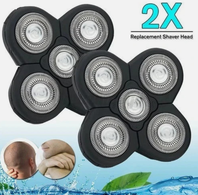 2PCS 5 Blades Floating Shaving Bald Replacement Shaver Head For Electric Razors