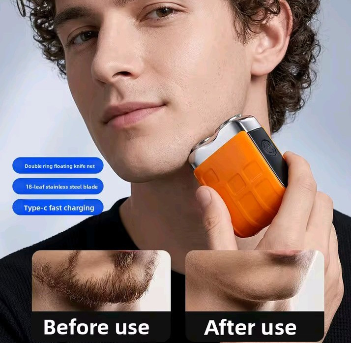 Portable Electric Beard Shaver Rechargeable Dual Head Rotary Razor for Men