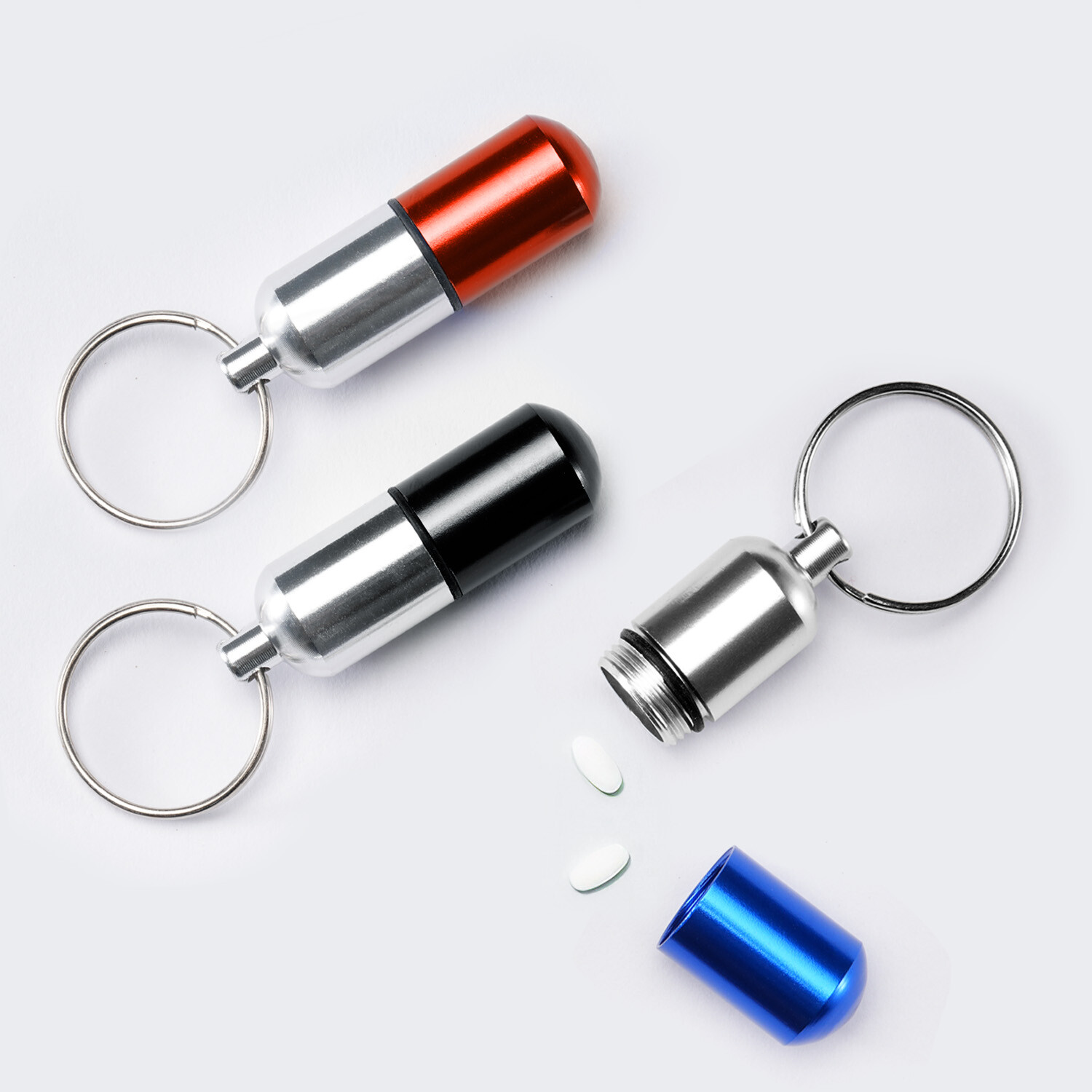 2x FDA Medicine Pill Capsule Bottle Drug Portable Container Holder Case Keychain