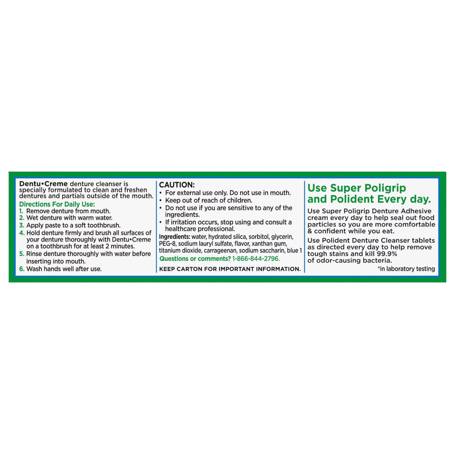 2 Pack. Polident Paste for Partials Cleaning, Triple Mint Freshness, 3.9 Oz