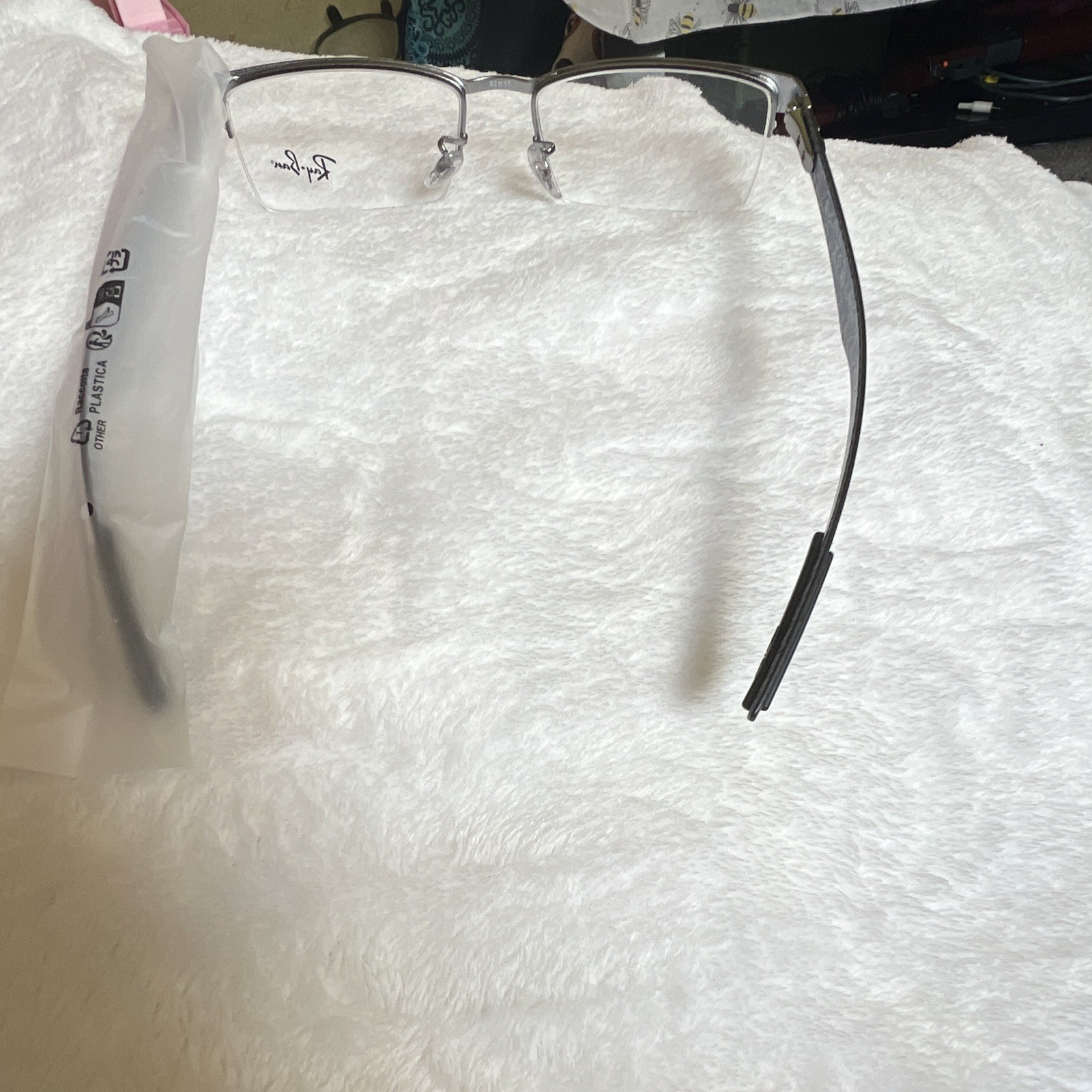 Ray-Ban Rimless Rectangular Metal Eyeglass Frames Silver Unisex Adults