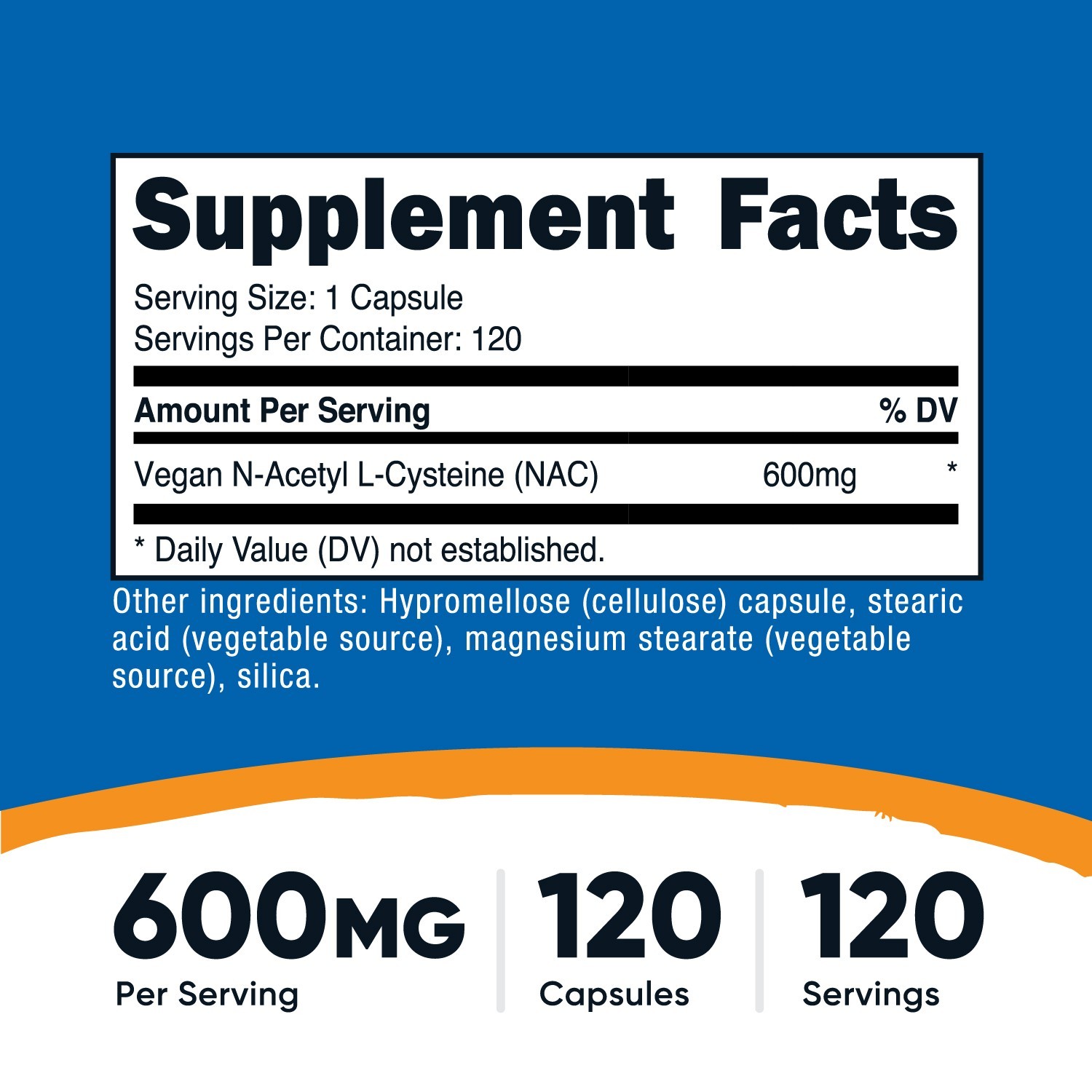 Nutricost N-Acetyl L-Cysteine (NAC) 600mg, 120 Vegan Capsules – Non-GMO