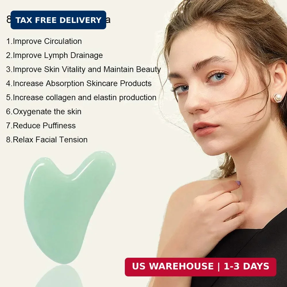 Jade Stone Gua Sha Massage Tool For Face And Body Skin Spa Therapy Set