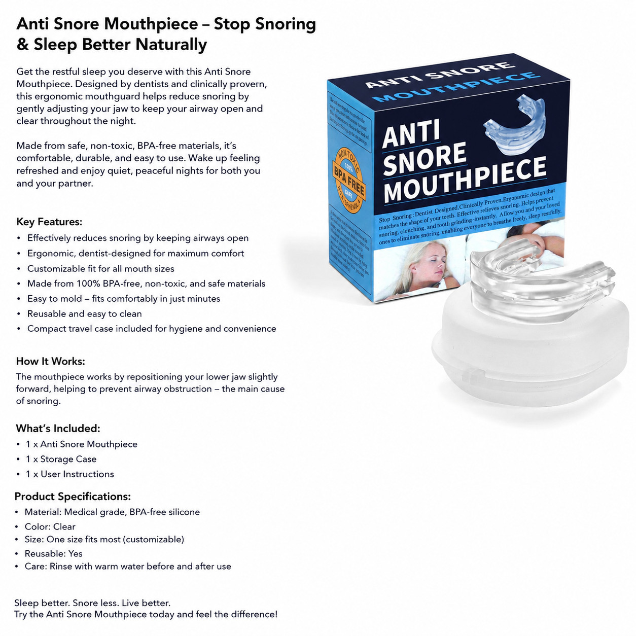 Sleep Aids Anti Snore Mouthpiece Mouth Guards Anti Bruxism Grinding
