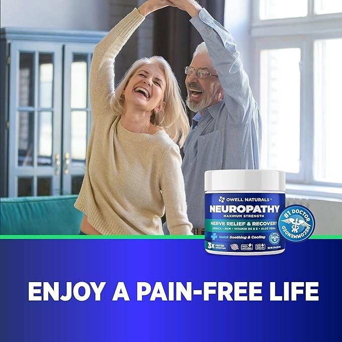 OWELL NATURALS Neuropathy Nerve Pain Relief Cream for Feet, Leg, Max Strenght