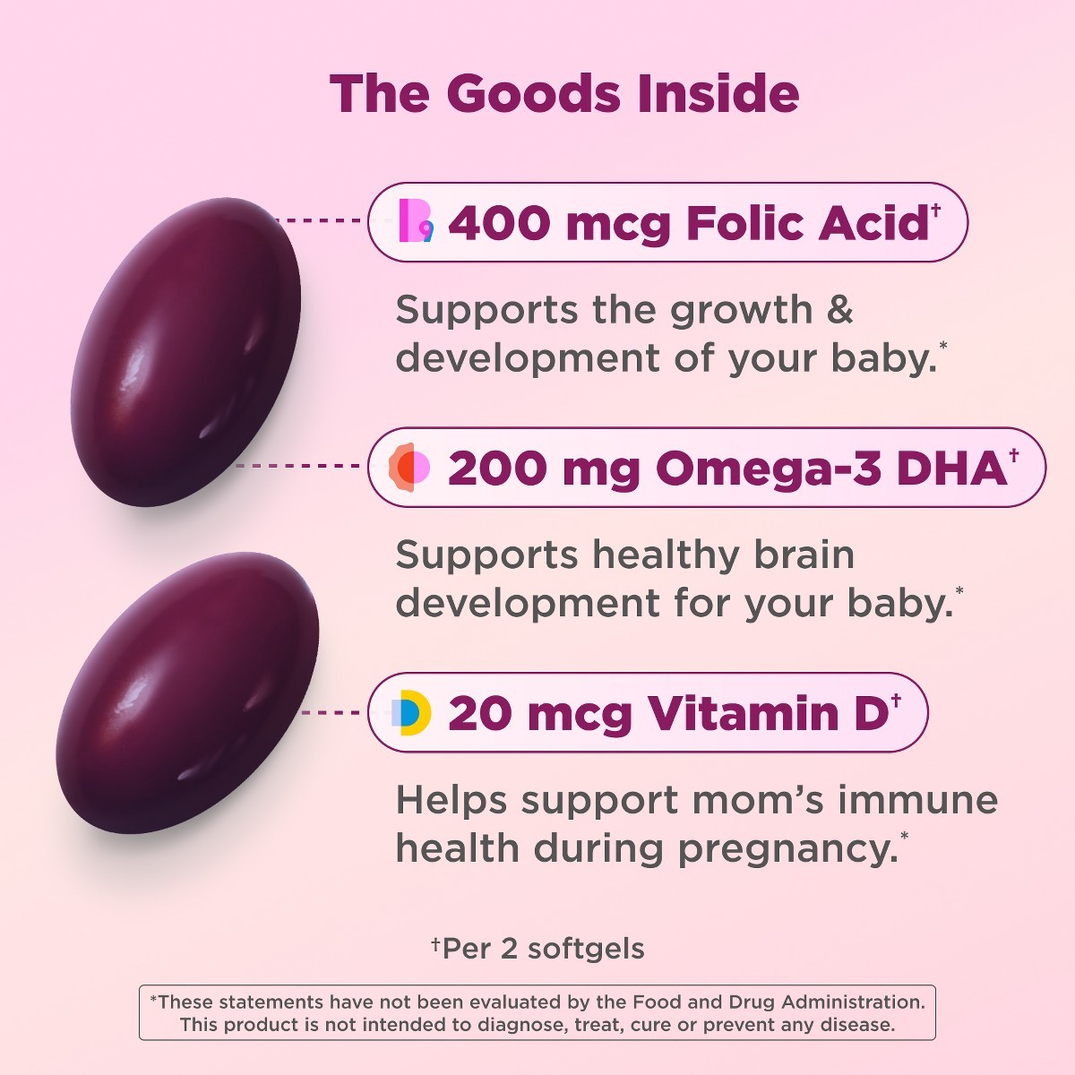 OLLY Ultra Strength Prenatal Multivitamin Softgels with Folic Acid + DHA – 60ct: