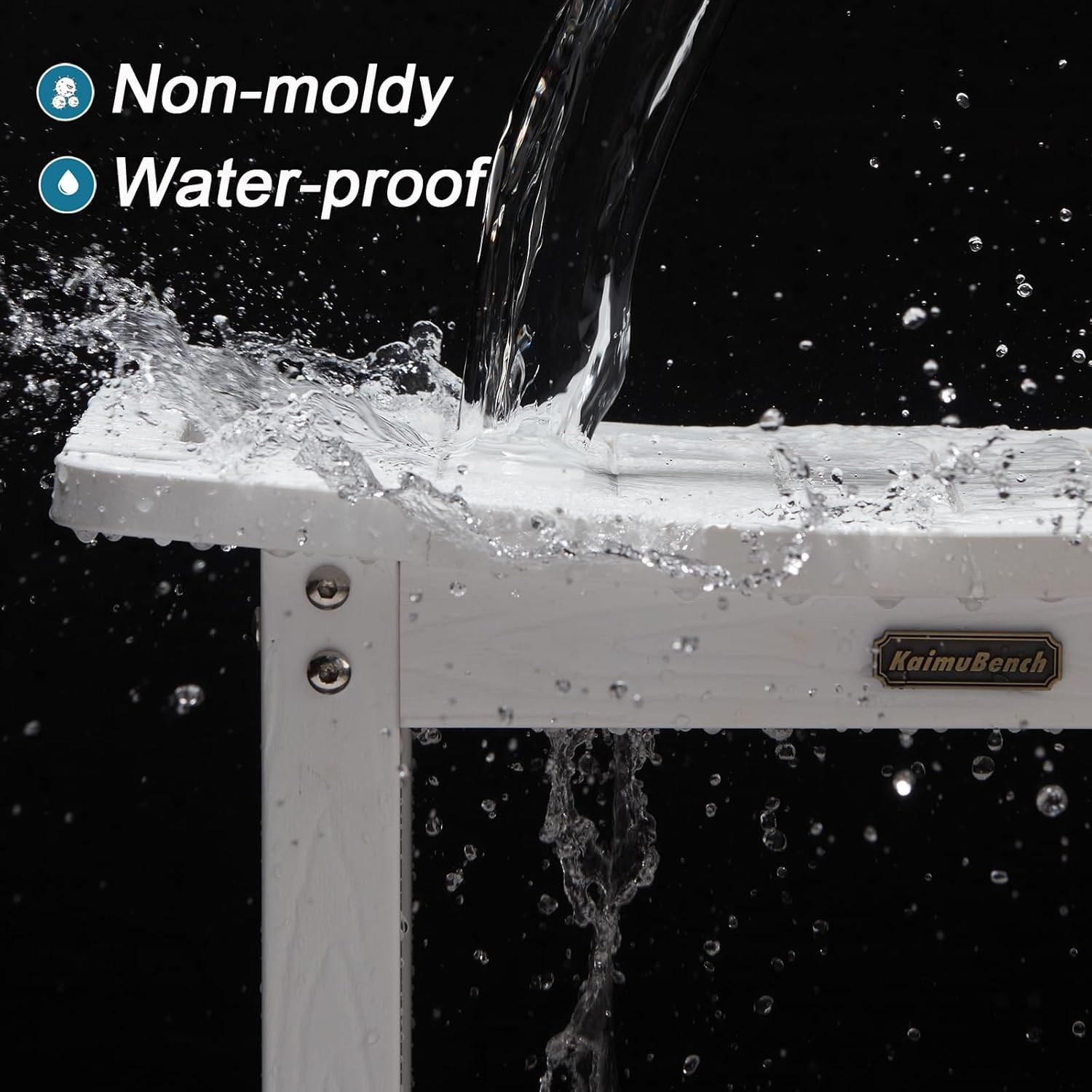 Waterproof Shower Bench, White Poly Shower Stool for Shaving Legs