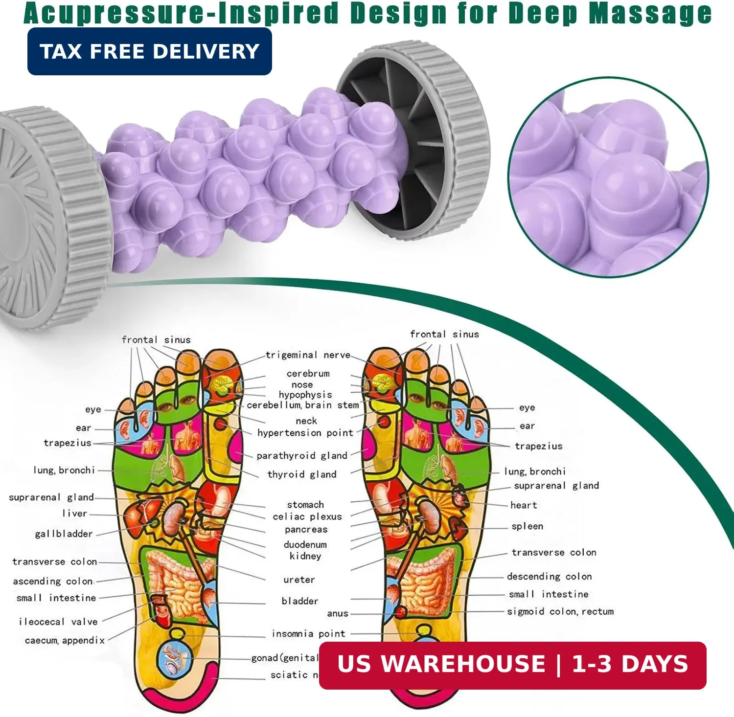 ZanLLW Foot Roller for Plantar Fasciitis Relief, Manual Deep Tissue Foot Massage