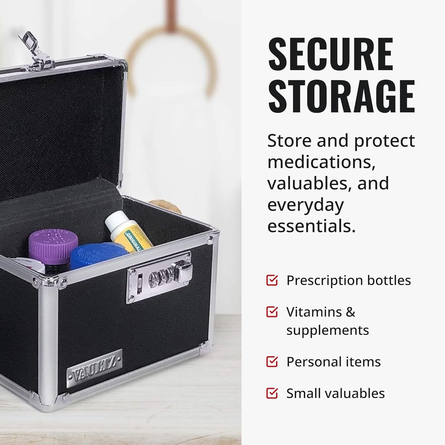 Locking Medicine Box with Combination Lock – Secure Metal Lock Box Safe for M…