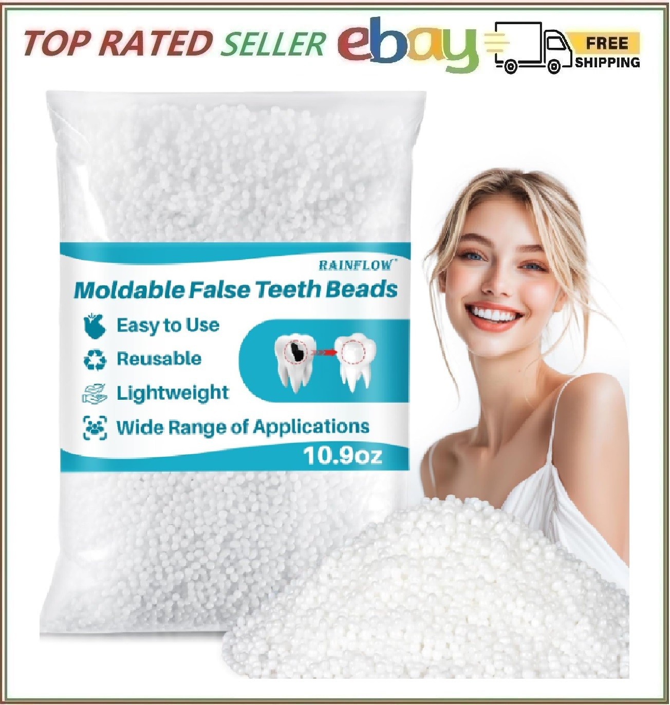 10.9Oz Repair Thermoplastic Teeth Beads – Tooth Repair Kit,Moldable False Teeth