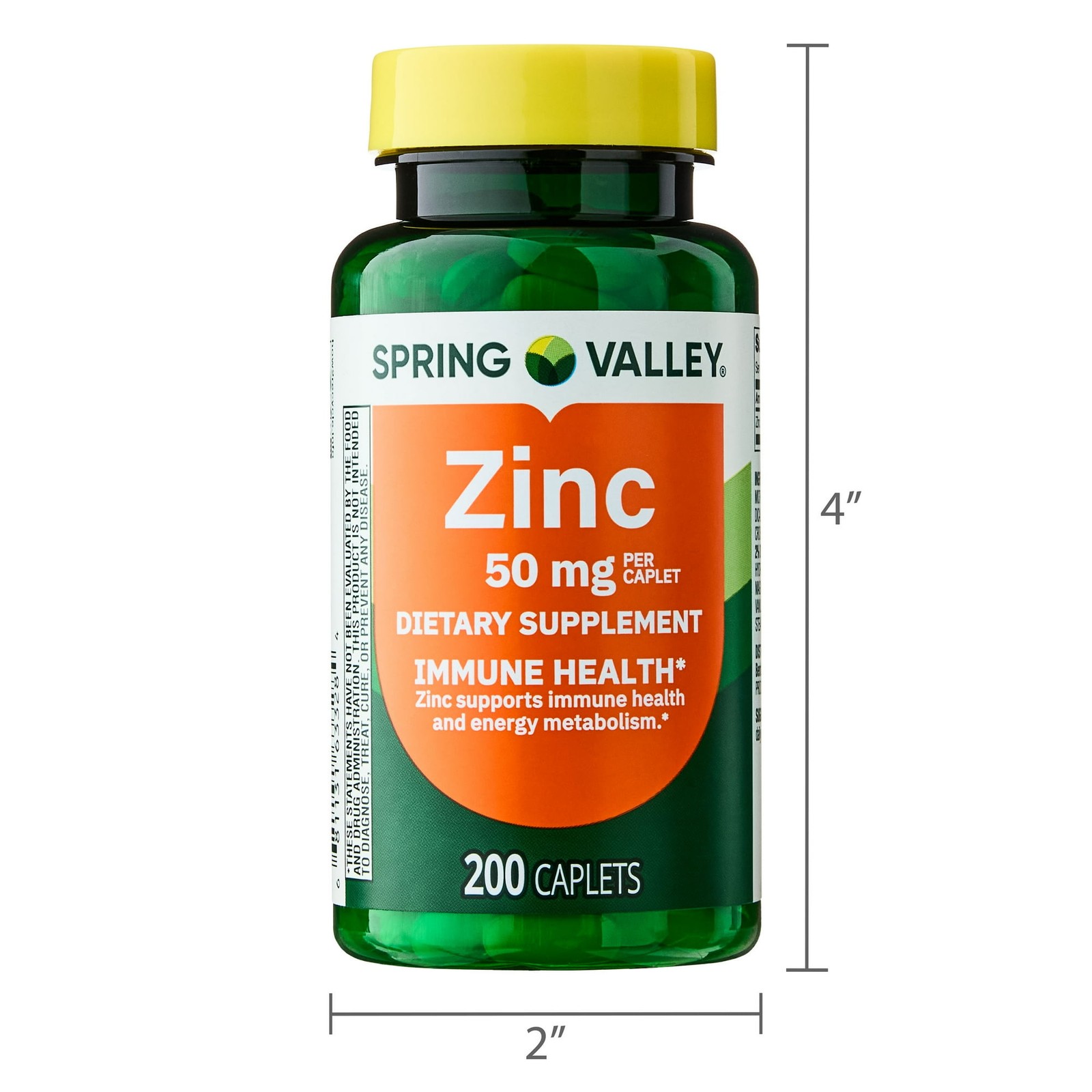 Spring Valley Zinc 50 mg 200 Caplets Immune Support Supplement