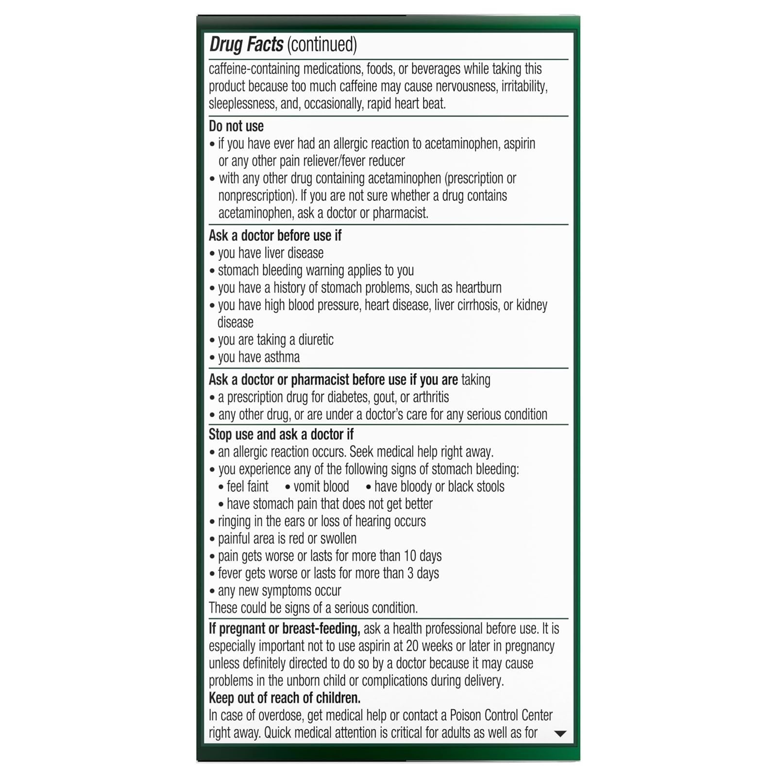 Excedrin Extra Strength Pain Relief Caplets – 100 Count – Headache Relief