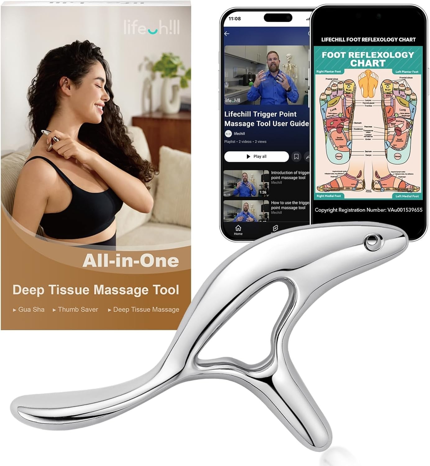 Point Massage Tool for Pain Relief Deep Tissue & Gua Sha, HSA Fascia Release Too
